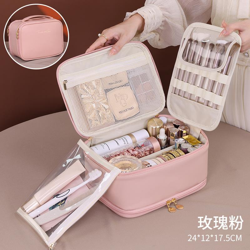 Ins Style Double-layer Multifunctional Makeup Bag Travel Portable Compartment Storage Large Toiletry