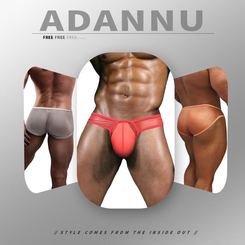 Men's Transparent Low-Rise Breathable Pouch Briefs for Sports Fitness