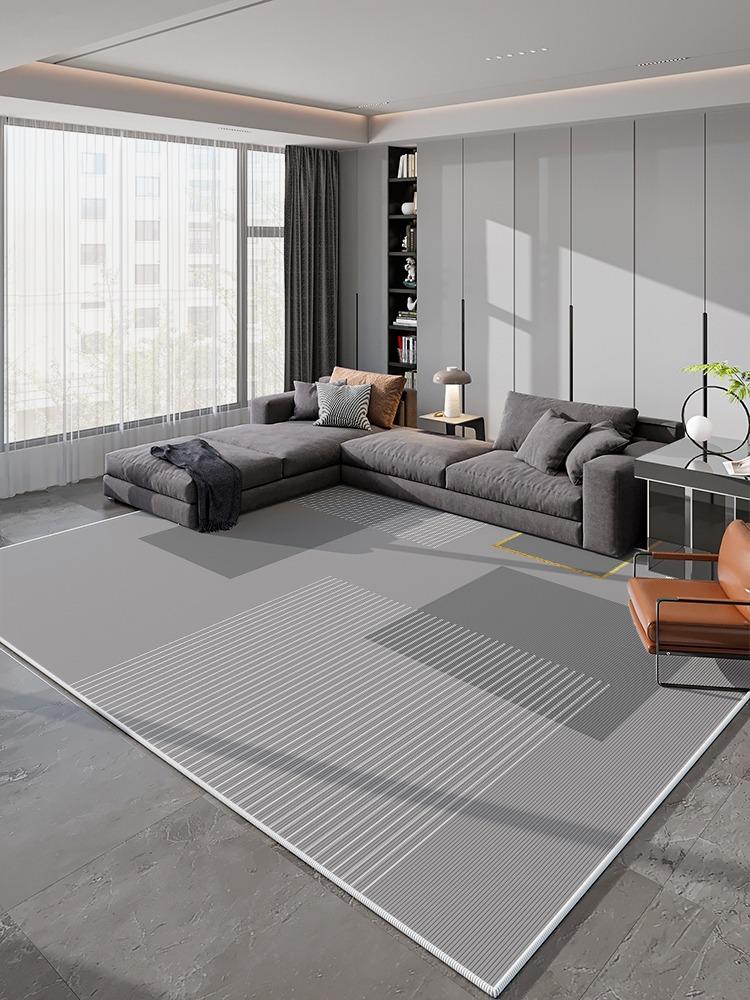 Light Grey Geometric Striped Carpet Living Room Luxurious Decorative Carpets Modern Artistic Lines Rugs Easy Clean Bedroom Rug
