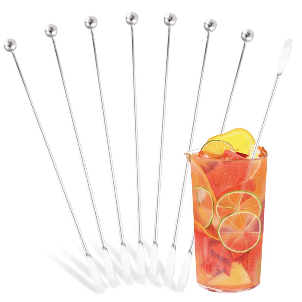 Silver 304 Stainless Steel Cocktail Picks Bar Tools Drink Stirring Sticks Drinks Decoration Reusable Fruit Sticks Cocktail Picks