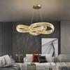 Modern Luxury Gold LED Crystal Chandelier Irregular Ring Lustre Ceiling Pendant Light Living Dining Room Bedroom Decor Ligjting