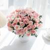 1 Bunch of 5 Forks 6 Heads Rose for Christmas Garland Home Bonsai Decoration Wedding Decor Artificial Flowers Photography Props