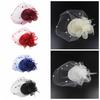 Feather Women Mini Mesh Hat Headband Flower Veil Hair Clips  Wedding Hair Accessory