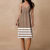 Women's Spaghetti Strap Backless Bow Loose Casual Beach Vacation Striped Printed Dress Sundress