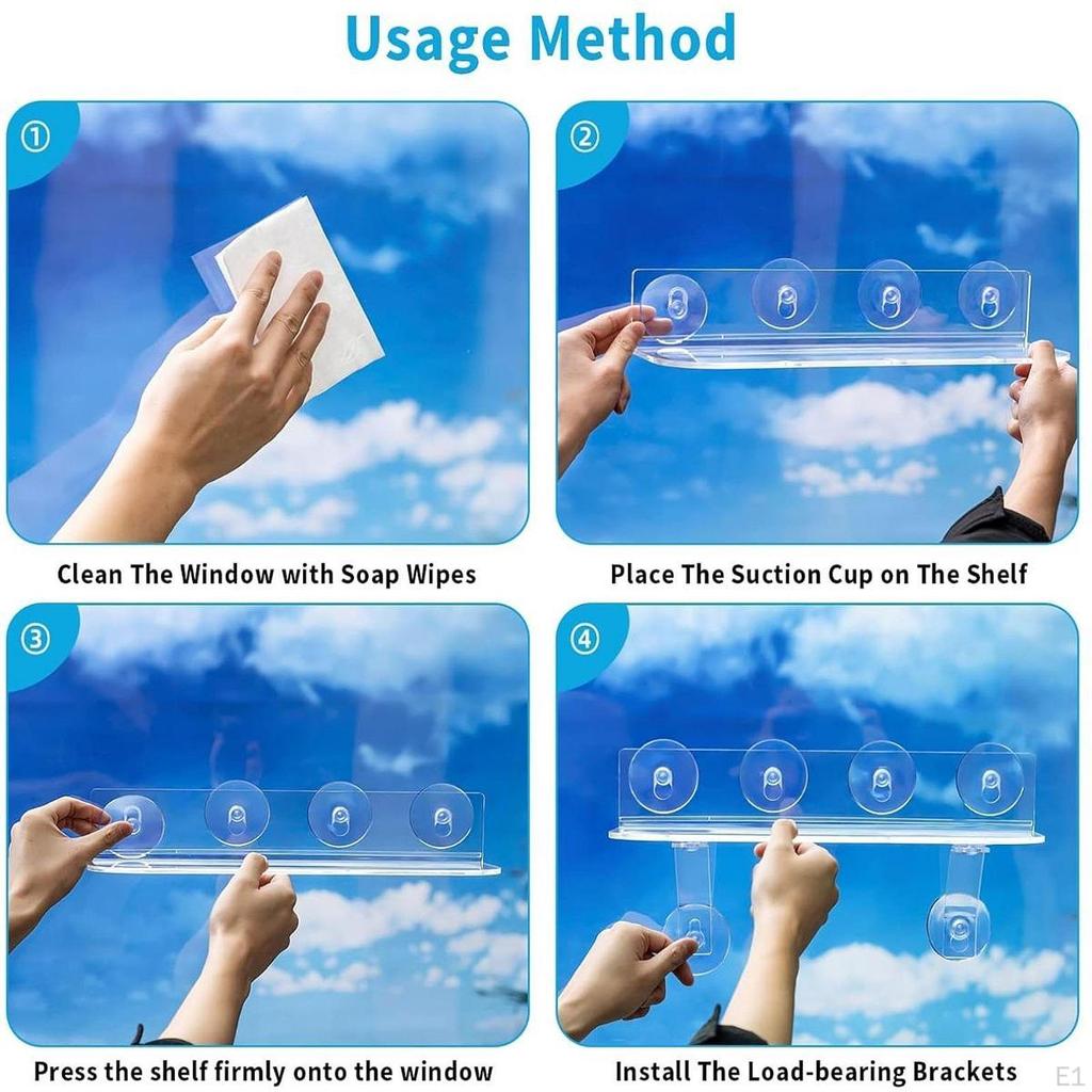 Saugregal für Pflanzen Pflanzenständer Klar Breit mit Tragwinkel Acryl-Fensterbank