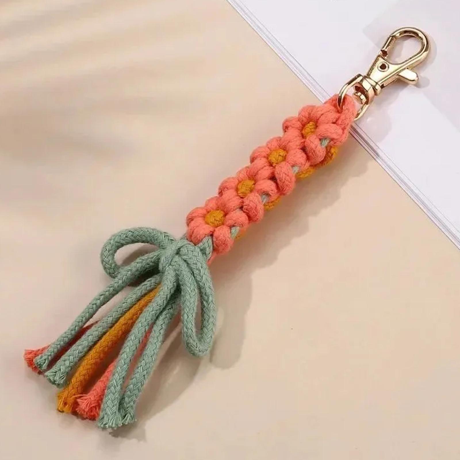 

Fashionable Colourful Butterfly Combined With Gold + Cotton Cord Keyring Cord Handmade Pendant One Size