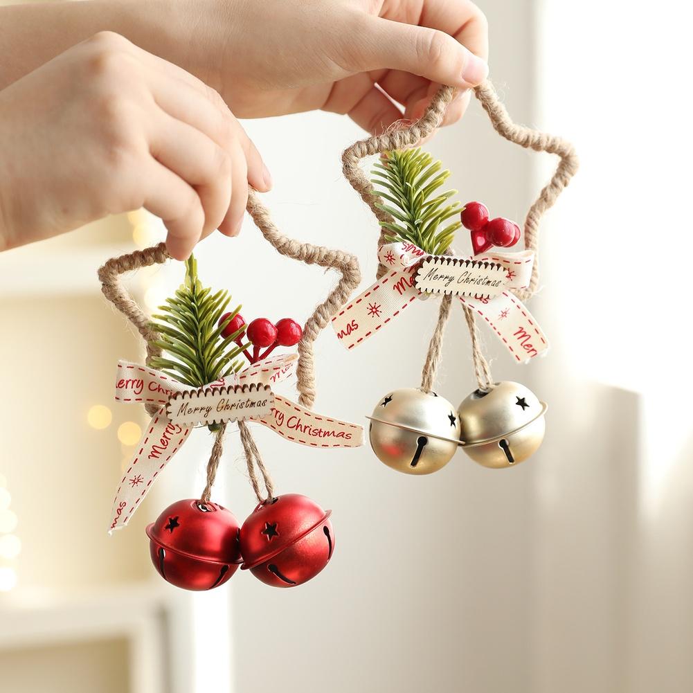 Christmas Star Bell Ornament Wall Door Tree Hanging Decoration With Bow Christmas Pendant Christmas New Year Decoration 2026