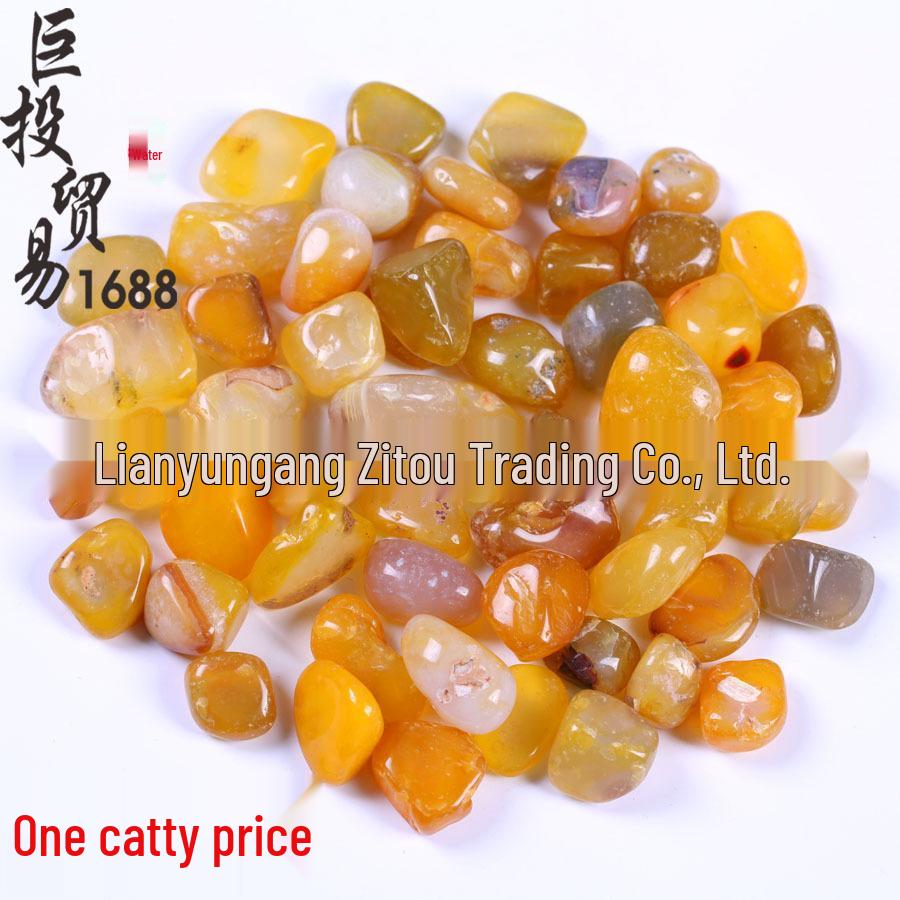 Yellow Agate Gravel Ornaments - Small & Large Granules, Baked Color Yuhua Stones