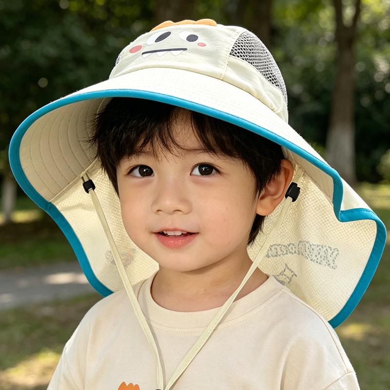 Children's Wide Brim Sun Hat with Shawl - Cute Summer Protection for Boys and Girls