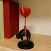 Floating Cat Heart Balloon Figurine 3D Printed Cute Black Cat Statue Romantic Desktop Ornament for Living Room Bedroom Bookshelf Nightstand Decor