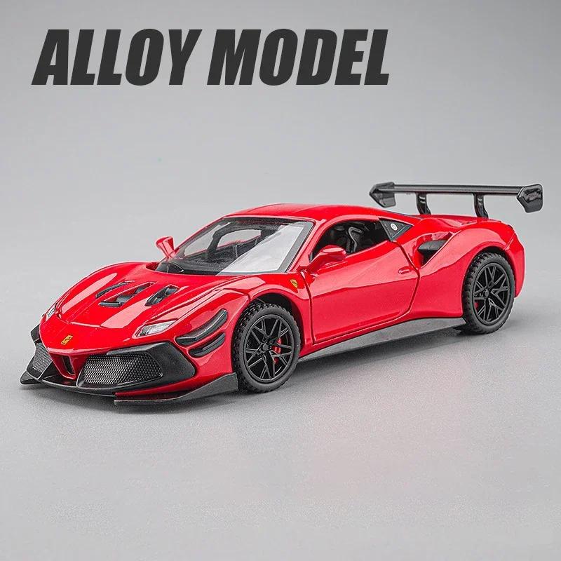 1: 32 Ferraris 488 Supercar mit Sound und Licht Legierungsauto Rückzug Kinder Spielzeug Mode Spielzeug für KinderU
