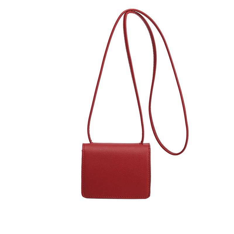 Pu Fashion Mini Gentle and Cute Solid Color Small Square Bag Casual Flip Temperament Shoulder Messenger Change Bag