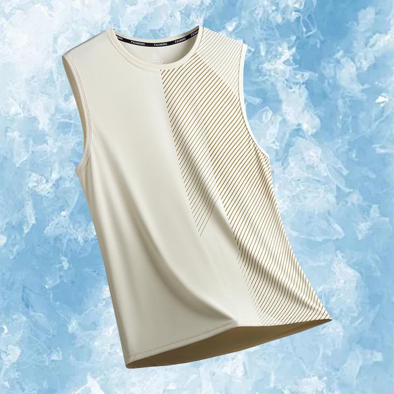 Summer Ice Silk Sweatshirt, Ice Silk Camouflage Tank Top, Men's Summer Thin, Breathable, Fitness, Sports Training Clothes, Men's Sleeveless T-shirt