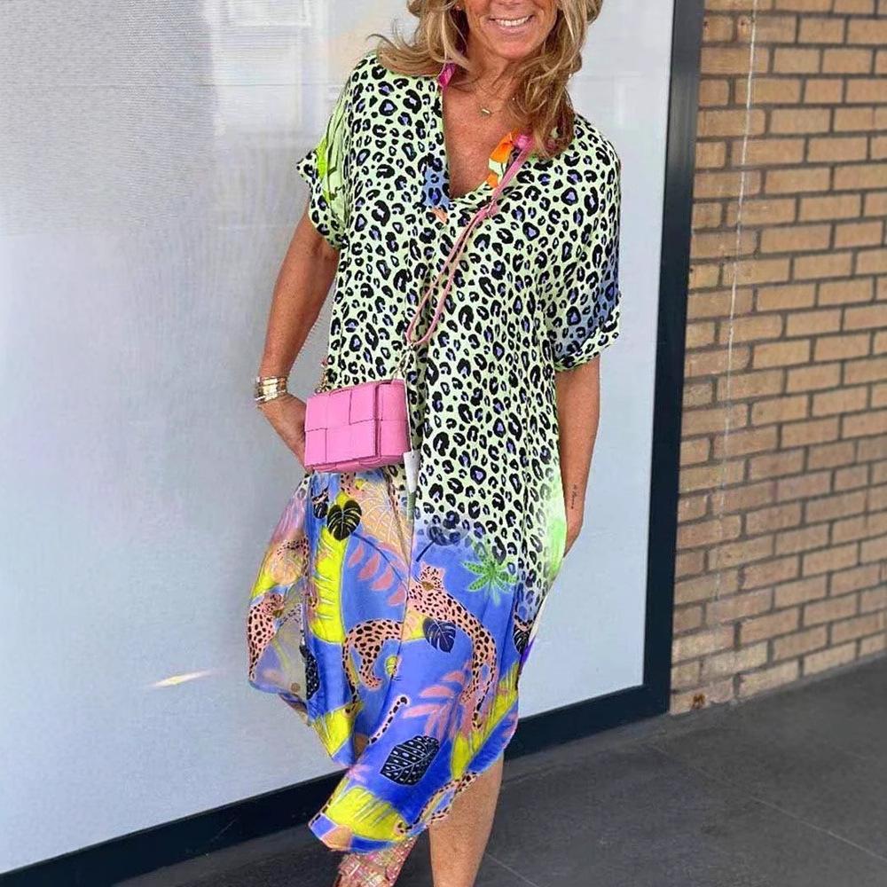 Women's Summer Print Half-Collar Loose Dress