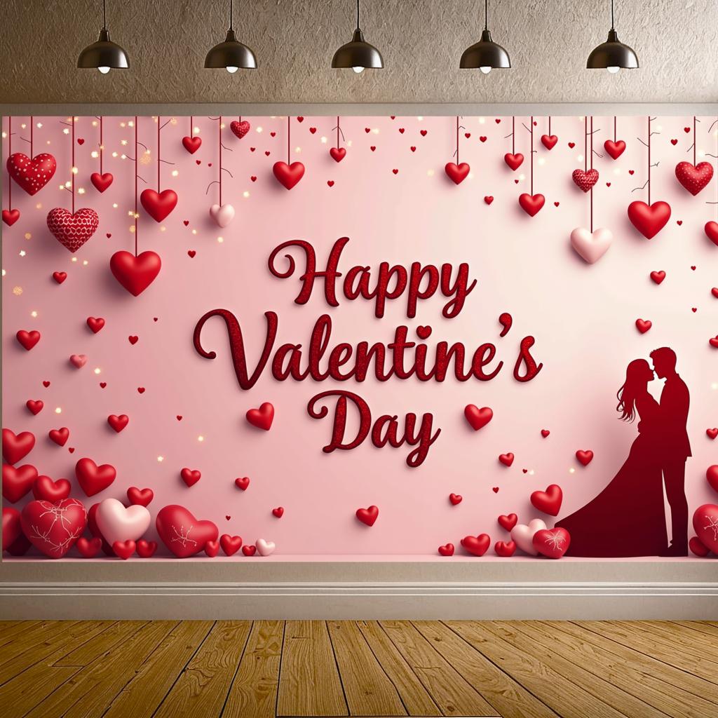 Backdrop Hearts Delightful Red Couples Photography backdrop Beautiful Love banner for Celebration