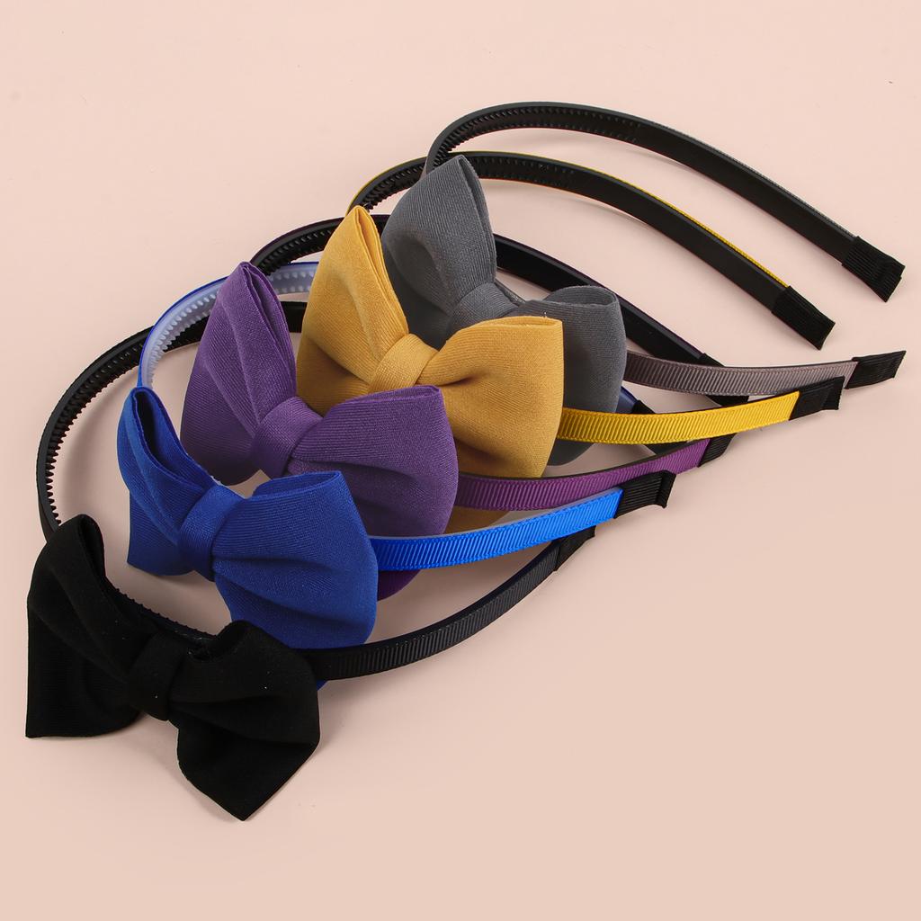 5pcs Fabric Hair Bows Headbands for Girls Plastic Teeth Hairbands 3inch Hair Bows with Headband Children Kids Hair Accessories