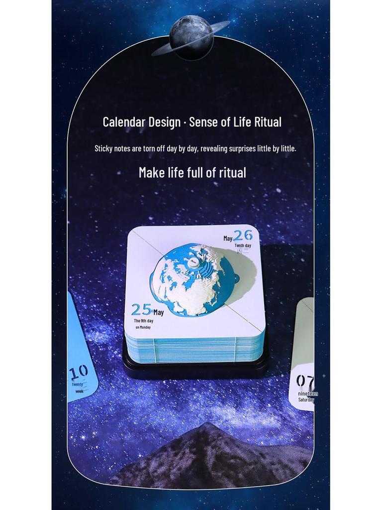 Eco-Friendly 2026 Earth Day 3D Paper Carving Calendar & Creative Desktop Ornament Sticky Note Pad