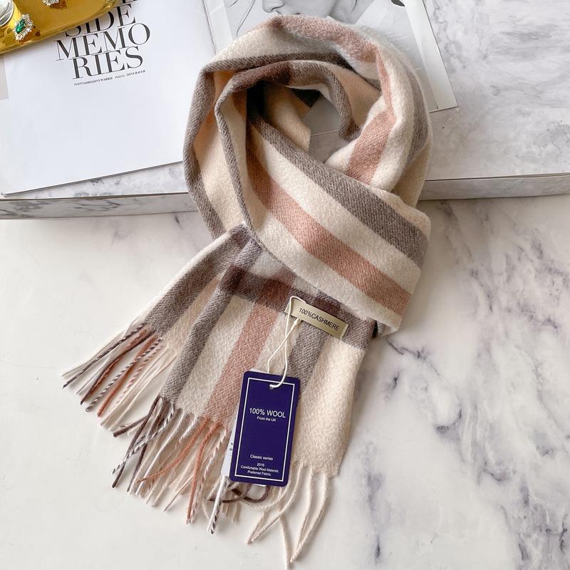 100 pure cashmere scarves for women's winter high-end plaid men's scarves