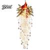 Santa Claus Snowman Decor Crystal Waterfall Christmas Lights, LED Warm White Pendant Festive Yard Decoration Light with Snowflake Droplets,