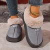 Women's Platform Boots Winter Fur Chunky Shoes Ankle Warm Plush House Fluffy Footwear Plush Lined Slip On EVA Sole Slippers New