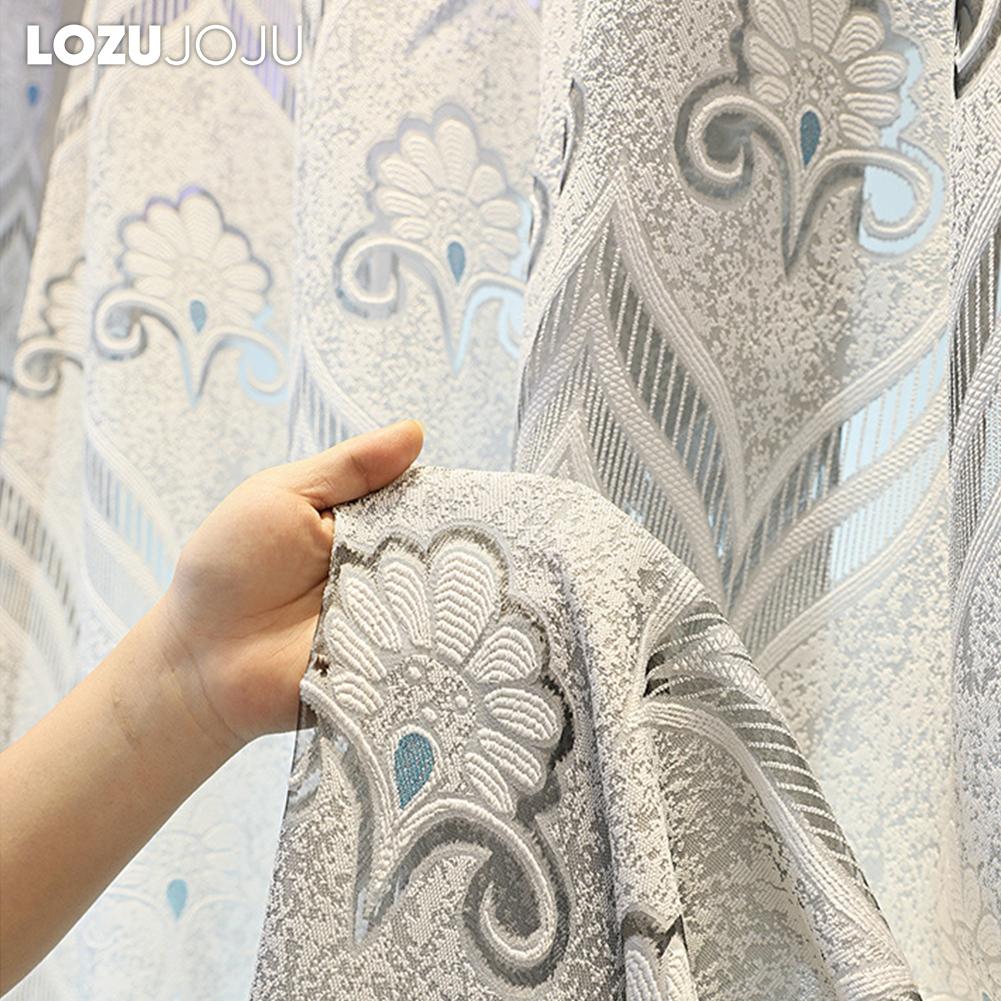 1PC LOZOJOJU European Style Fashionable High-end Hollow Out Curtains, Polyester Fiber Jacquard Curtains for Living Room Bedroom Home Decor