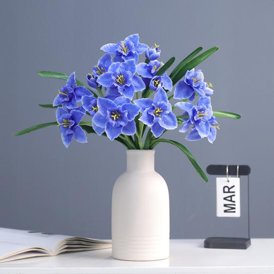 Artificial Daffodil Flowers 18 Inch Spring Faux Silk Narcissus Flower Arrangement Fake Daffodils Bouquet for Home Wedding Decor