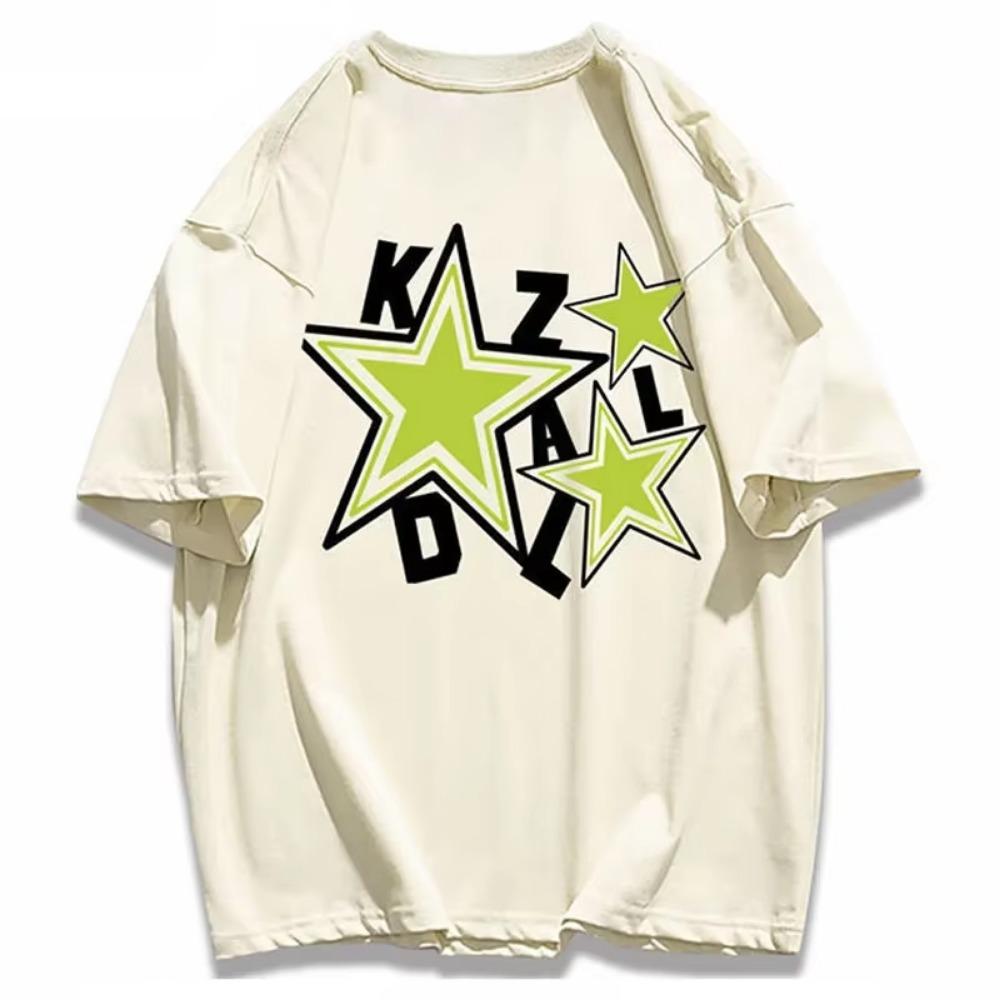 100% Cotton Star Print T Shirt Short Sleeve Tee Korea Style Hip Hop Streetwear Y2k Summer Women's T-Shirt Oversized Loose Tops