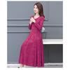 Luxury Floral Jacquard Round Neck Long Sleeve Maxi Dress for Mothers Elegant Ballroom Dance Dress