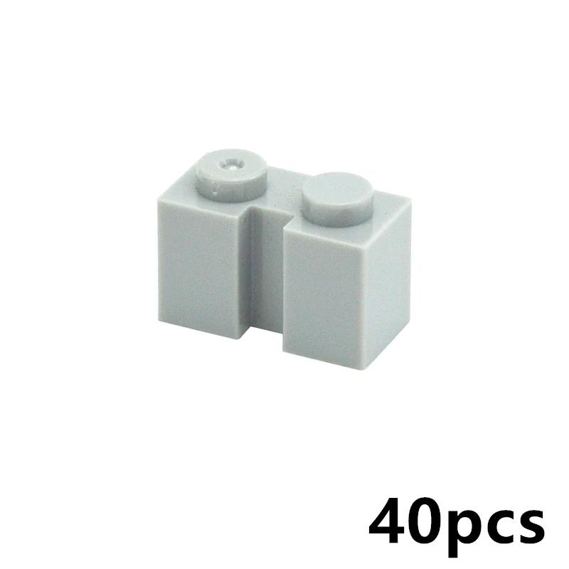 40Pcs MOC Bricks Special Series Parts Thick Brick 1 X 2 with Groove Building Blocks Particels DIY Toys Gifts Compatible 4216