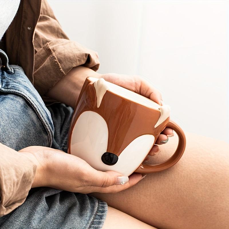 Handcrafted Animal Print Mugs: 15Oz/450Ml Ceramic Fox And Penguin Mugs, Microwave And Dishwasher Safe, Perfect for Coffee, Tea, And More