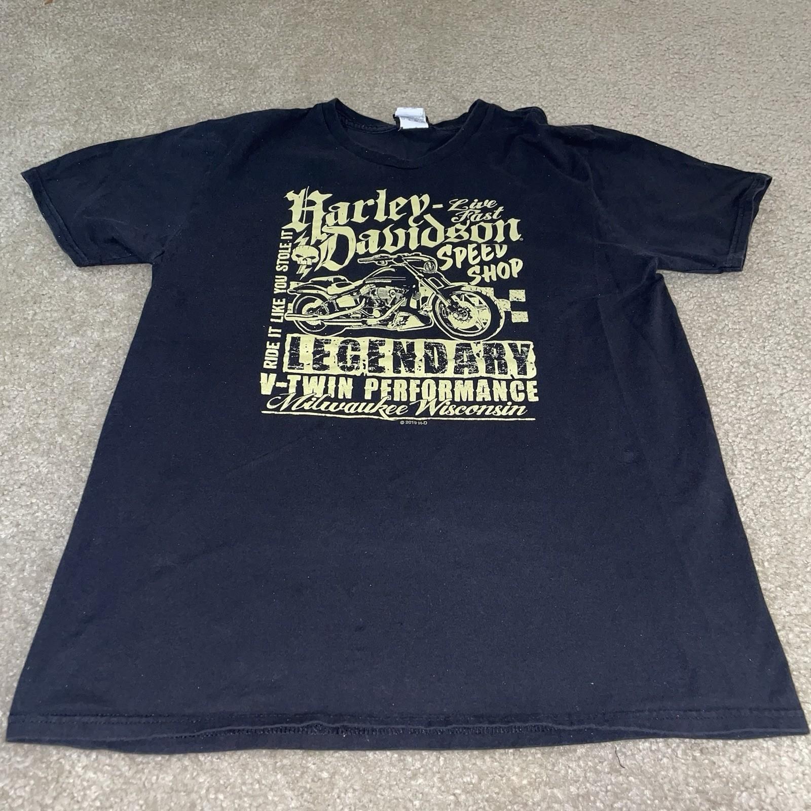 Harley Davidson Black Graphic Size Medium 100% Cotton M-344 Unisex T-Shirt S