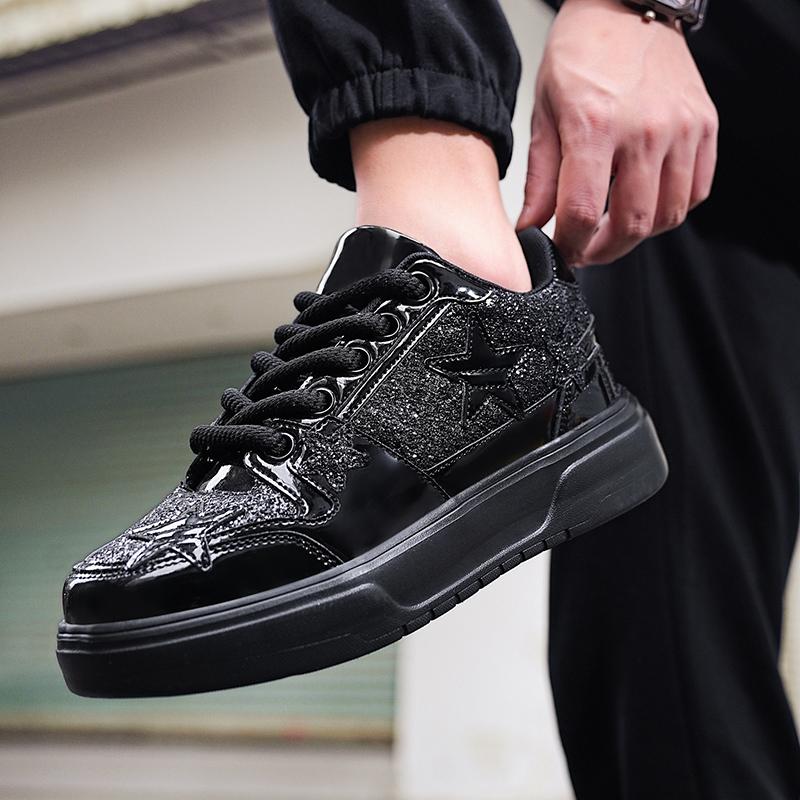 Men Sparkling Shoes Couple Lightweight Sneakers Red Gold Women’s Low Sneakers Casual School Student Plus Size