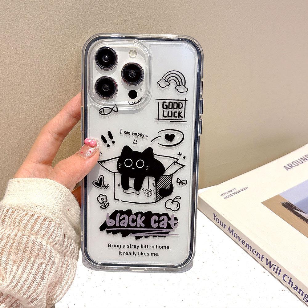 Carton kitten suitable for Apple 17 mobile phone case acrylic two-in-one iphone16promax anti-drop protective cover