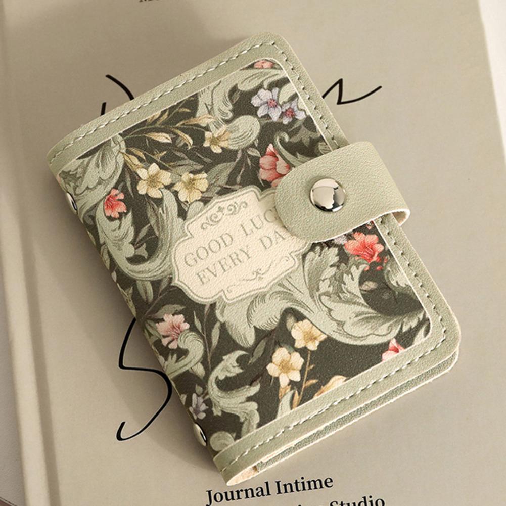 

Сумка для карточек с цветочным рисунком, модная, ретро, большая емкость, компактный, портативный, держатель для кредитных карт, банковских карт, кошелек для женщин 01