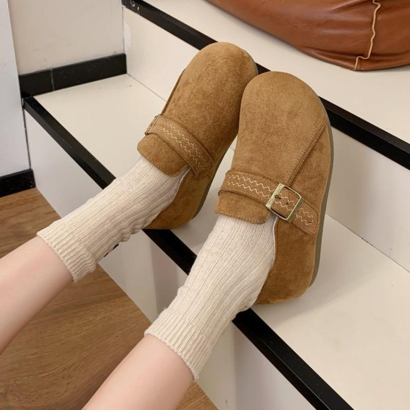 Winter velvet women's new comfortable warm cotton shoes retro casual lazy pedal bean shoes