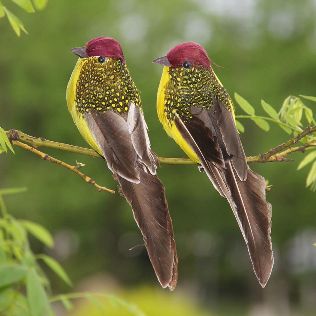 2x Künstliche Realistische Woodland Vögel für Garten Hochzeit Wohnkultur