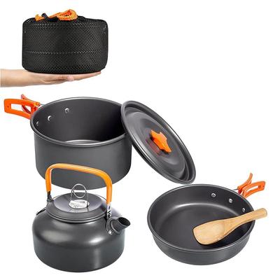 Zestaw naczyń kempingowych Aluminiowy zestaw do gotowania na zewnątrz Czajnik na wodę Pan Pot Podróżowanie Piesze wycieczki piknik Sprzęt stołowy do grillowania