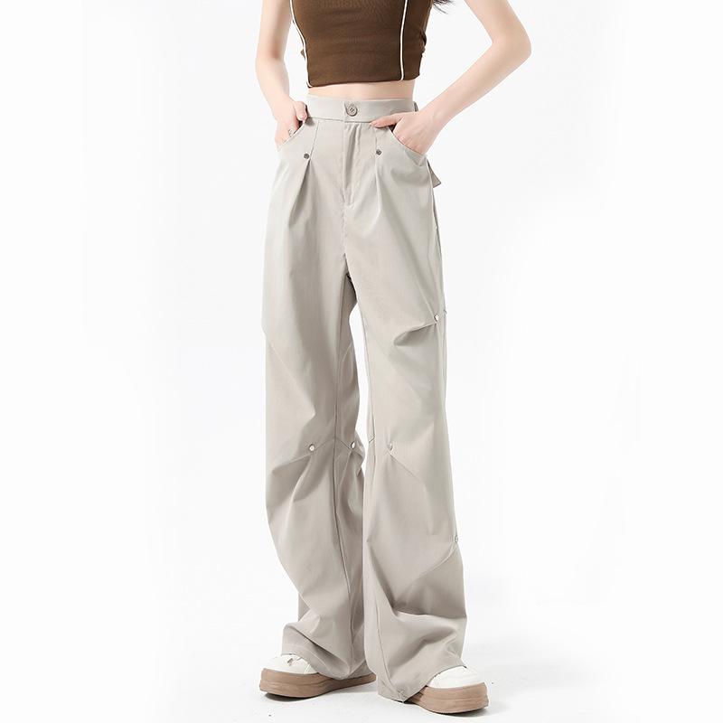 Women's Autumn/Winter 2025 Plush Rivet Design Wide-Leg Sweatpants