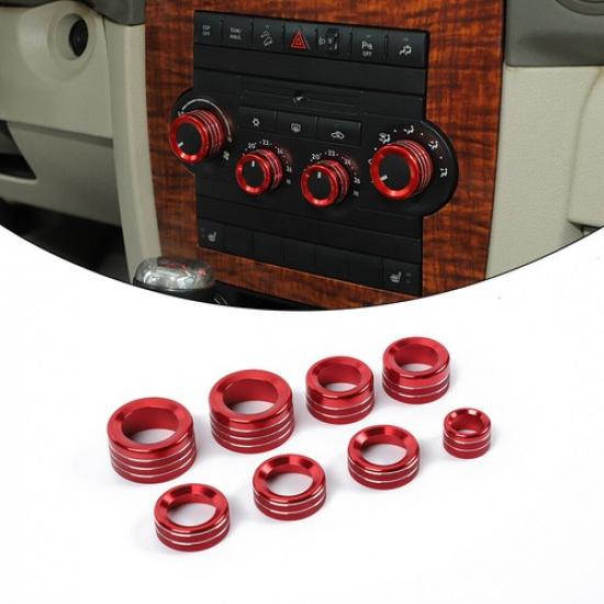 Console AC Radio Switch Control Knob Ring Trim for Jeep Commander 2006-2010 Red
