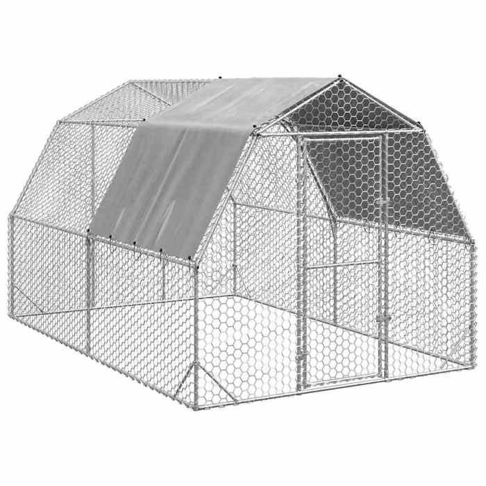 VidaXL Poulailler avec toit 2,5x4x2,25 m acier galvanisé, poulailler de promenade, enclos à poules accessible, cage à poules 3328526