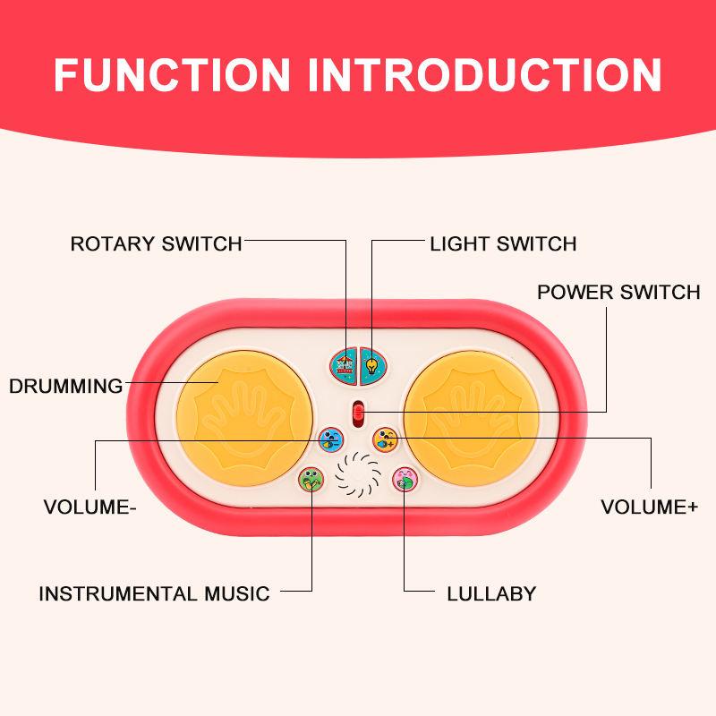 Children's Multifunctional Music Toy, Electronic Hand-played Drum, with Flashing Lights and Sound Effects, Accompany Baby's Grow