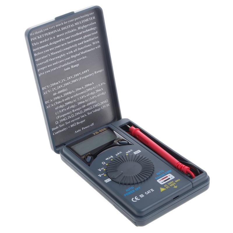 XB866 Mini Auto Range LCD Voltmeter Tester Tool AC/DC Pocket Digital Multimeter A0KF