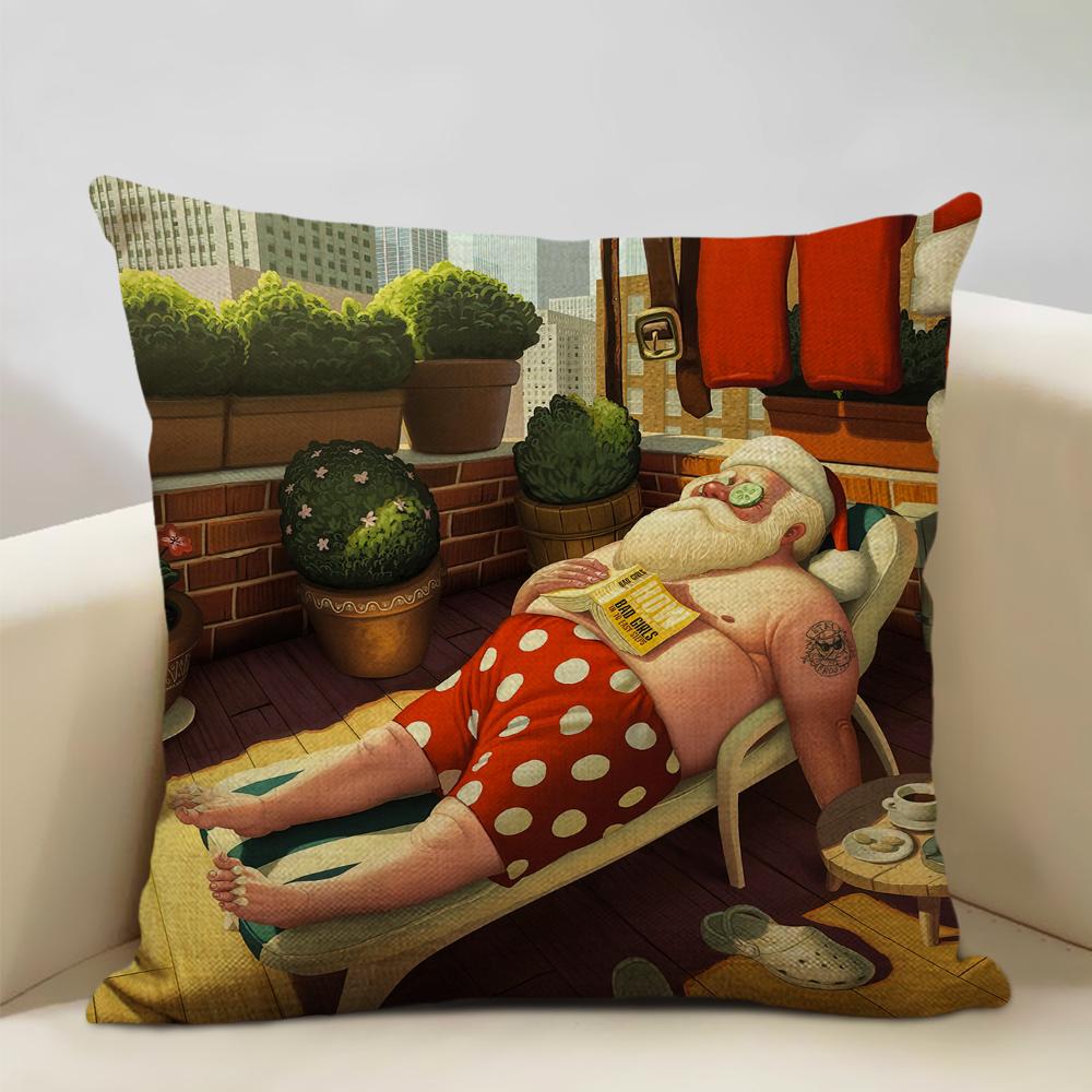Christmas Decorative Cushion Cover Santa Claus Snowman Pillow Case 45x45cm Pillowcase Happy New Year Home Decor