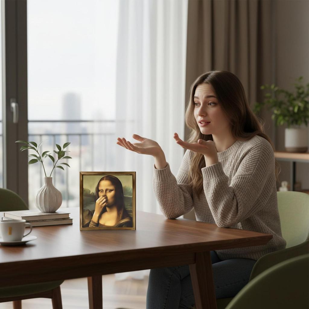 Mona Lisa Bathroom Wall Art Decor Covering Her Nose,Vintage Poster Print Toilet Funny Funny Canvas Painting Wall Home Decor Art