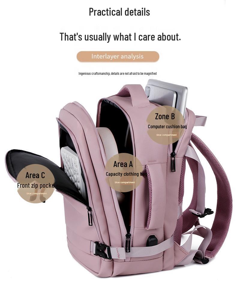 Compact, Lightweight 40*25*20 Carry-On Bag with Vacuum Bag Option, Versatile Double Shoulder Backpack, Ideal for Air Travel, Women-Friendly Design