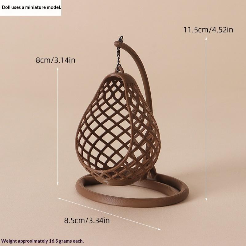 

1:12 Scale Mini Hanging Swing Chair,Dollhouse Wicker Egg Hammock, Miniature Furniture for Doll House Decor