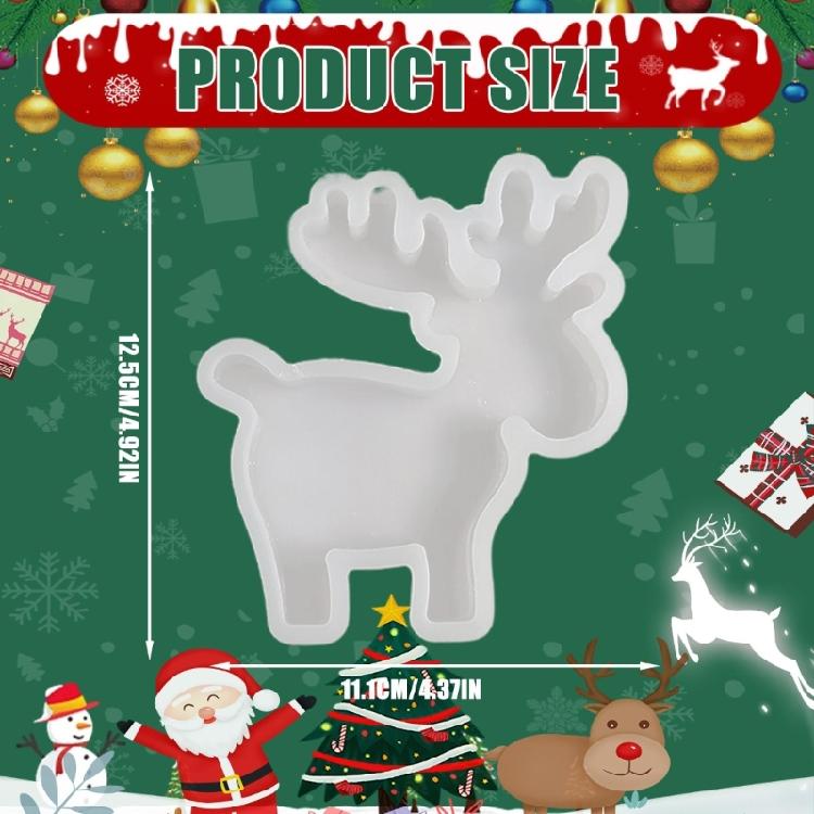 Christmas Elk Figurine Concrete Cement Silicone Molds for Home Decoration Silicone Epoxy Resin Mould