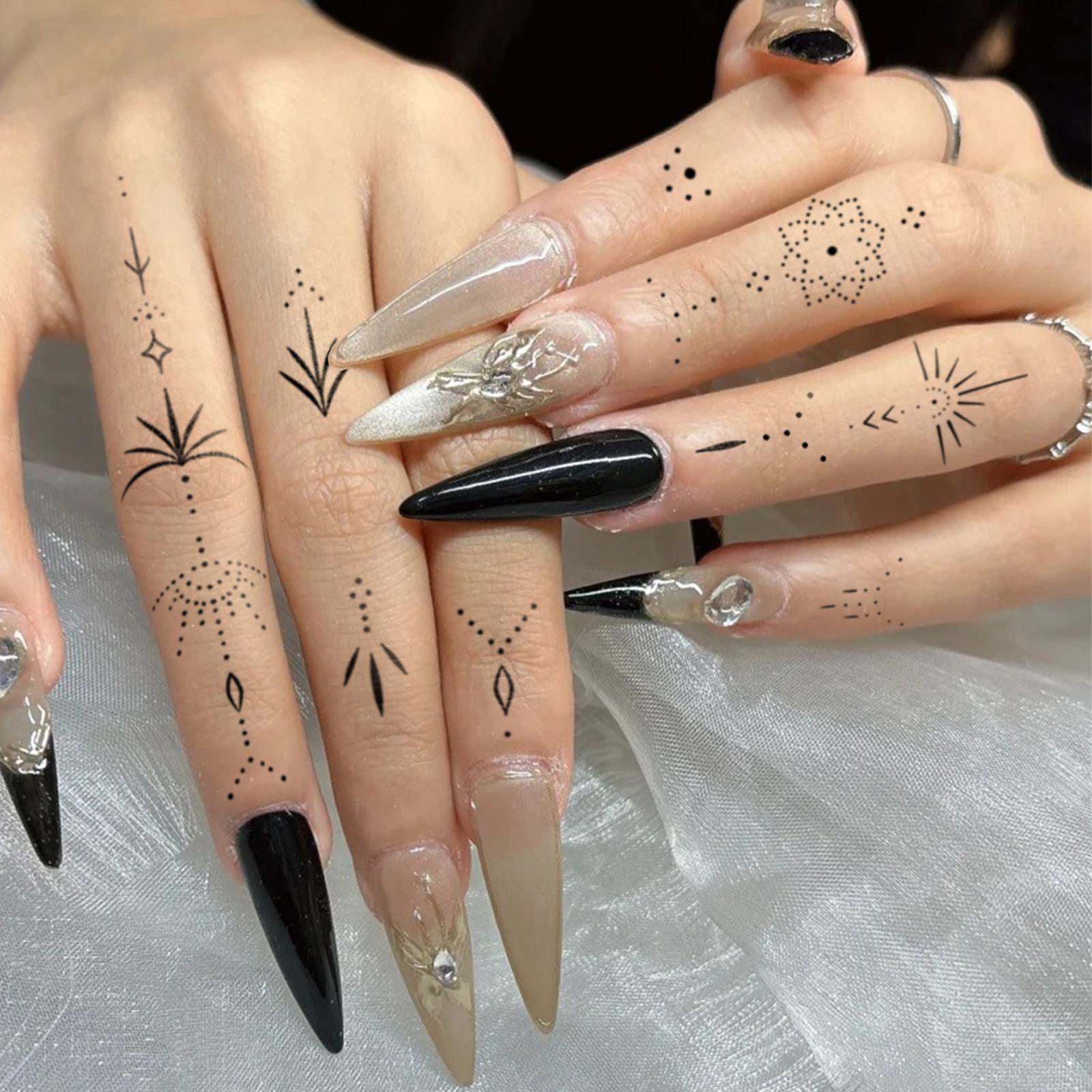 Glow Makeup Unisex Dark Polka Dot Starlight Tattoo Sticker, Waterproof And Sweat-Proof, Sweet And Cool Babes, Finger Joint Simulation Tattoo Sticker.