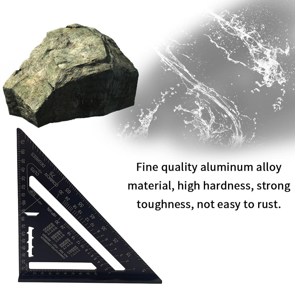Aluminum Alloy Triangle Rulers 90 Degrees 45 Degrees Set Square 7in Black Metric Square Ruler