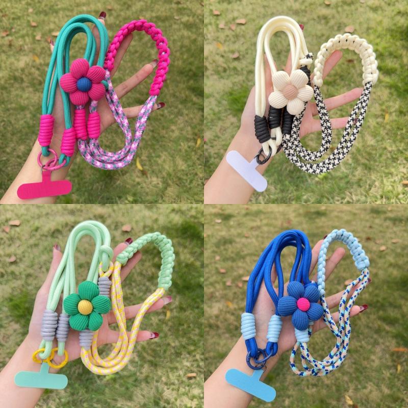 Universal Cartoon Flower Phone Lanyard Durable Crossbody Long Rope Adjustable Neck Strap for Outdoor Activities Gift